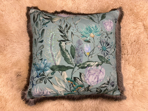 Green floral cushion