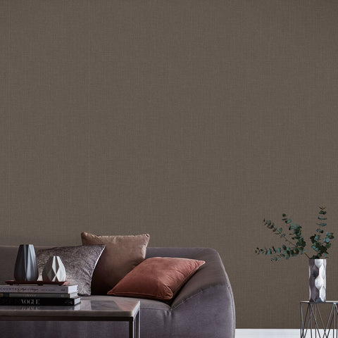 Graham & Brown Wallpaper Linen Chocolate