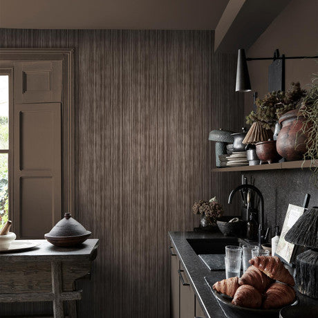 Abigail Ahern Linear Luxe Deep Greige Wallpaper