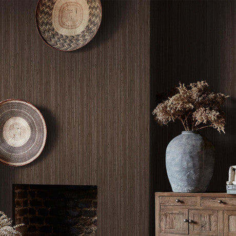 Abigail Ahern Fibre Stripe Chocolate Wallpaper