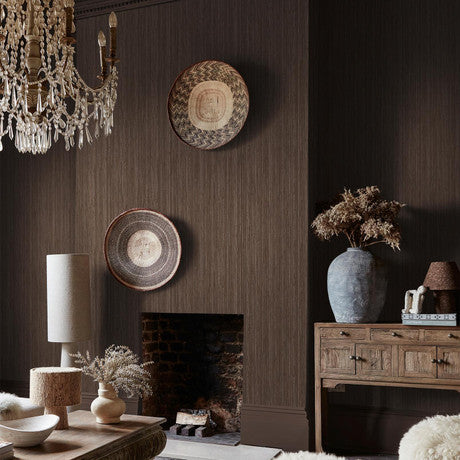 Abigail Ahern Fibre Stripe Chocolate Wallpaper