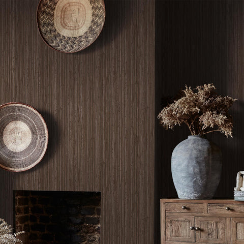 Abigail Ahern Fibre Stripe Chocolate Wallpaper