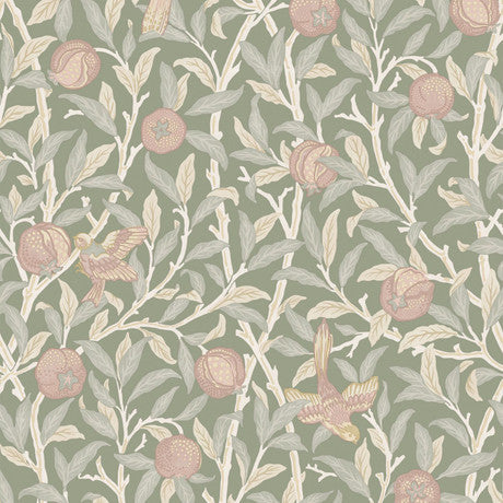 William Morris at Home Bird & Pomegranate Deep Green Wallpaper