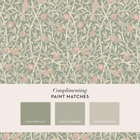 William Morris at Home Bird & Pomegranate Deep Green Wallpaper