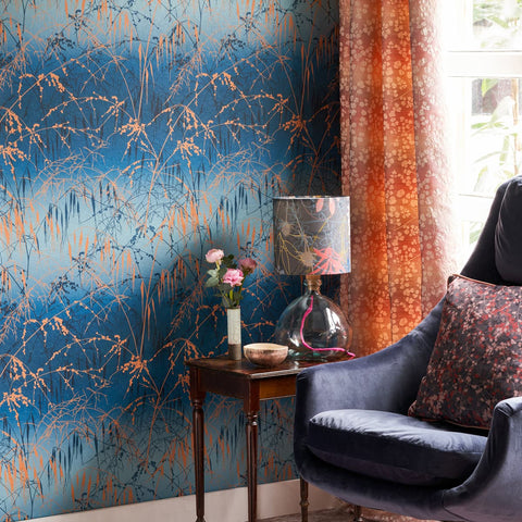 Clarissa Hulse Meadow Grass French Navy & Copper Wallpaper