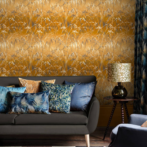 Clarissa Hulse Meadow Grass Yellow Ochre & Soft Gold Wallpaper