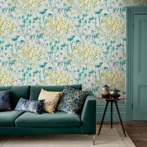 Clarissa Hulse Summer Border Verdigris Wallpaper
