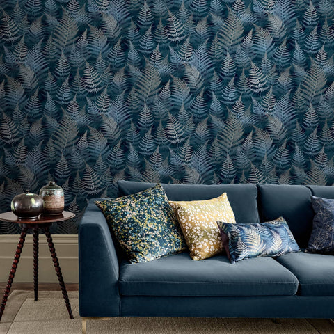 Clarissa Hulse Woodland Fern French Navy Wallpaper