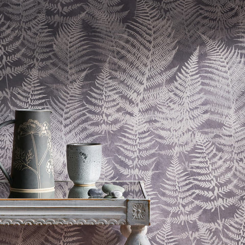 Clarissa Hulse Woodland Fern Pewter Wallpaper