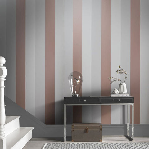 Graham & Brown Wallpaper Figaro Rose Gold & Mink