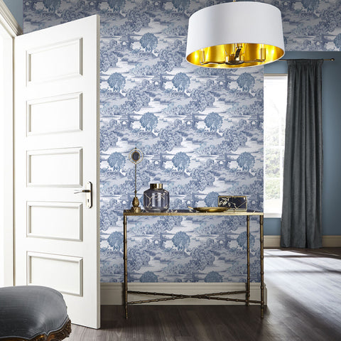 Graham & Brown Wallpaper Edo Toilet Blue