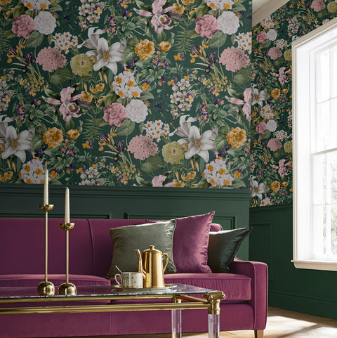 Graham & Brown Wallpaper Glasshouse Flora Emerald
