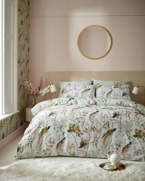 Graham & Brown Clavering Birds Sage Green Duvet Cover Set 1