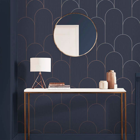 Graham & Brown Lancet Navy Wallpaper