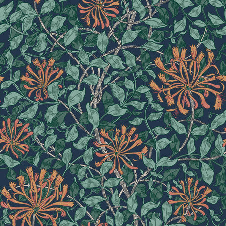 William Morris at Home Honeysuckle Dusk Blue Wallpaper