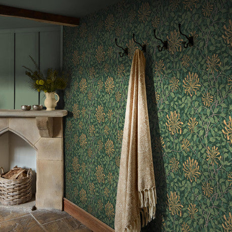William Morris at Home Honeysuckle Dusk Blue Wallpaper