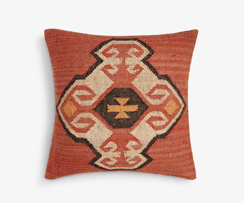 Large square red kilim cushion
