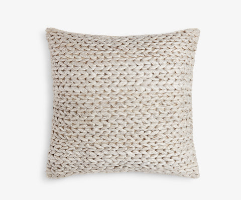 Medium square light grey knitted scatter cushion
