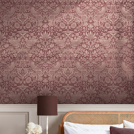 William Morris at Home Strawberry Thief Deep Blue Wallpaper