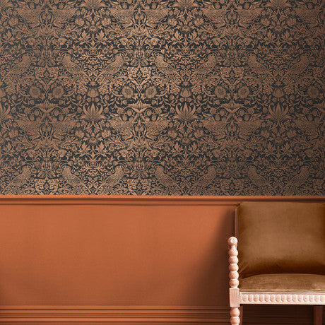 William Morris at Home Strawberry Thief Deep Blue Wallpaper