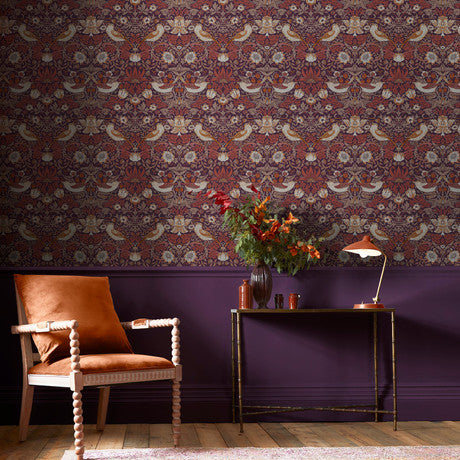 William Morris at Home Strawberry Thief Deep Blue Wallpaper