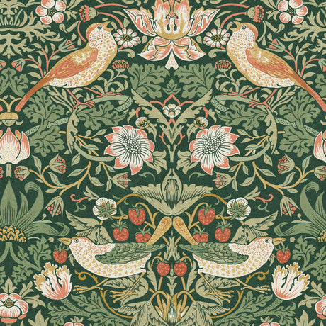 William Morris at Home Strawberry Thief Deep Blue Wallpaper