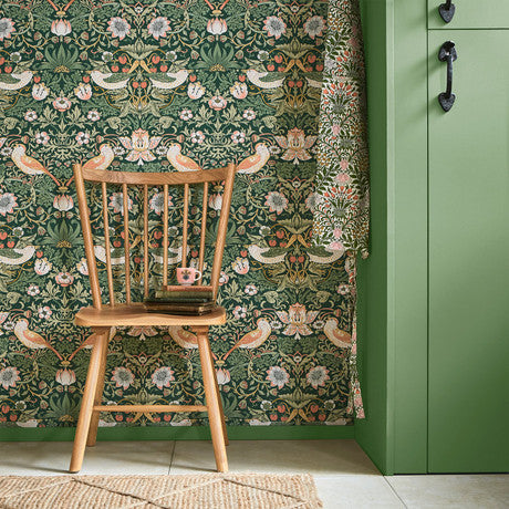 William Morris at Home Strawberry Thief Deep Blue Wallpaper