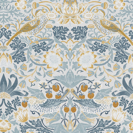 William Morris at Home Strawberry Thief Deep Blue Wallpaper