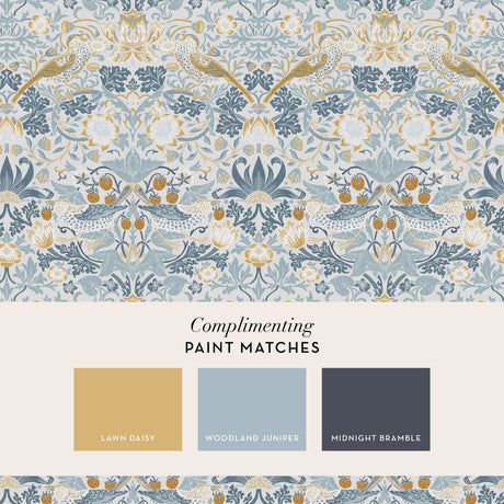 William Morris at Home Strawberry Thief Deep Blue Wallpaper