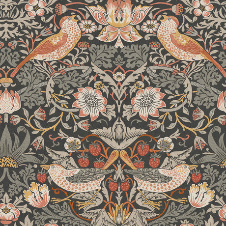 William Morris at Home Strawberry Thief Deep Blue Wallpaper