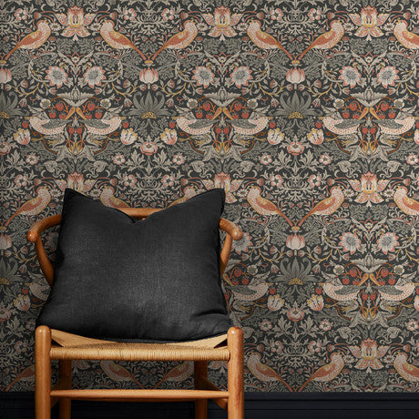 William Morris at Home Strawberry Thief Deep Blue Wallpaper