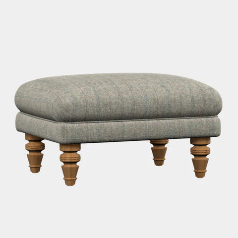 Tetrad Windermere Stool Footstool Cerulean Heringbone