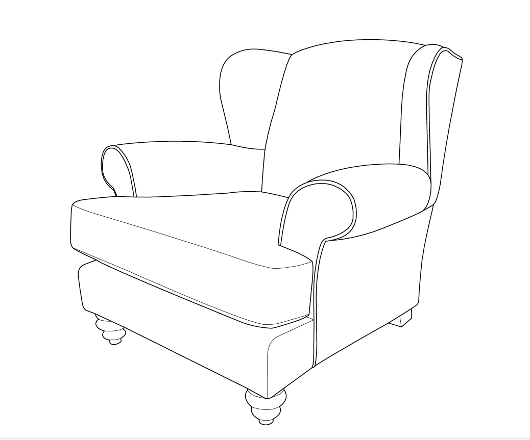 Tetrad Zaffer Wing Chair Line drawing