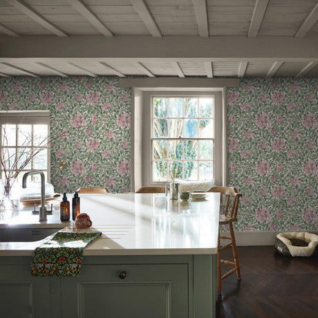 William Morris at Home Honeysuckle Dusk Blue Wallpaper