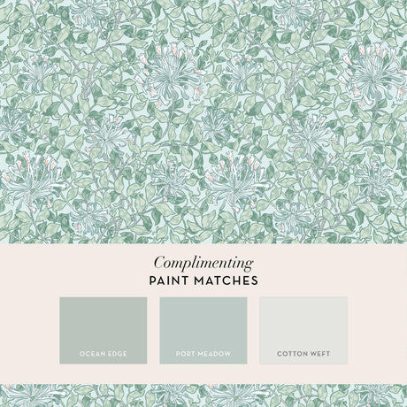 William Morris at Home Honeysuckle Dusk Blue Wallpaper