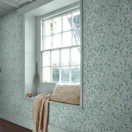 William Morris at Home Honeysuckle Dusk Blue Wallpaper