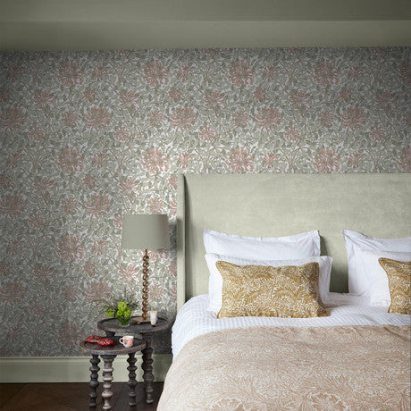 William Morris at Home Honeysuckle Dusk Blue Wallpaper