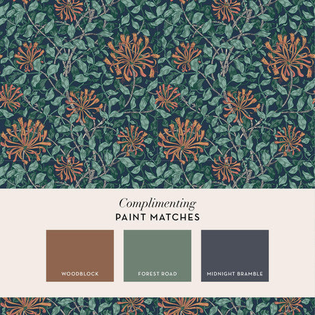 William Morris at Home Honeysuckle Dusk Blue Wallpaper