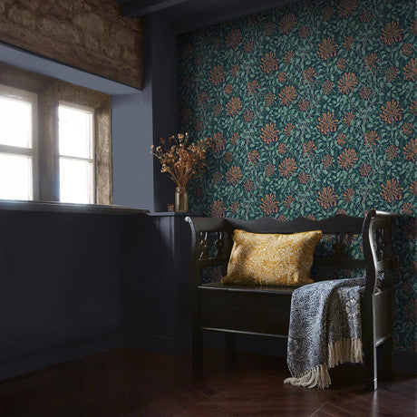 William Morris at Home Honeysuckle Dusk Blue Wallpaper