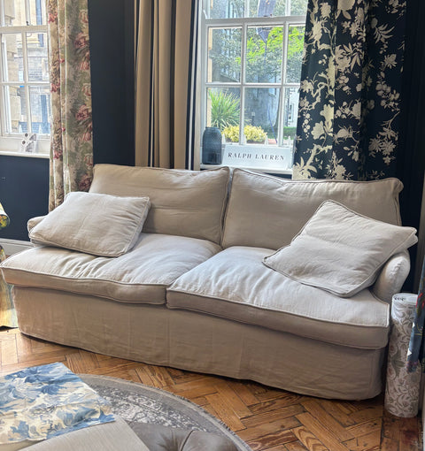 Bowerbirds Bespoke Loose cover Lowestoft sofa in Linen